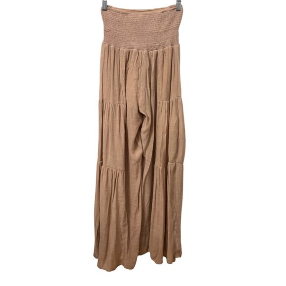 Hyfve Womens Smocked Waist Tiered Wide Leg Pants With Tie Waist Womans Size S - Picture 2 of 6